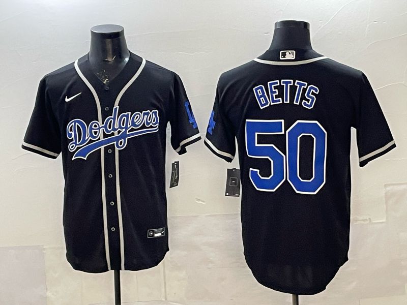 Men 2025 Nike Los Angeles Dodgers #50 Betts Black Game MLB Jersey 01->los angeles dodgers->MLB Jersey